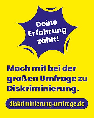 Gelber Flyer mit Sprechblase "Deine Erfahrung zählt!"