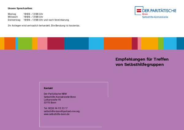 Empfehlungen für Treffen von Selbsthilfegruppen