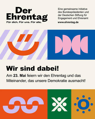 Plakat zum Ehrentag mit Datum und der Aufschrift: "Seien Sie dabei!"