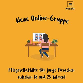 Flyer für neue Online-Gruppe für junge Pflegende (18-25 Jahre)